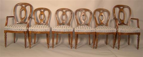 SET OF SIX NEOCLASSICAL STYLE WALNUT