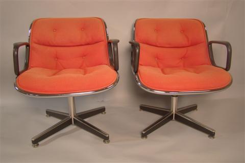 PAIR OF MODERNIST RED UPHOLSTERED 14585a