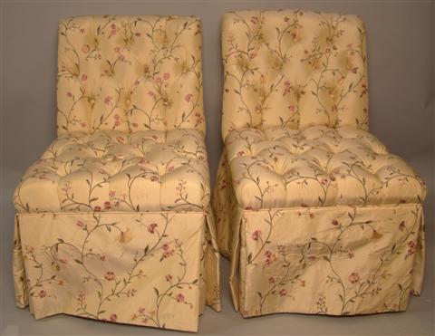 PAIR OF TOMLINSON TUFTED ROLL BACK