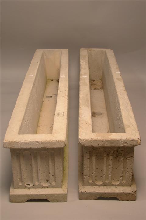 PAIR OF CAST STONE LONG RECTANGULAR 1458f6