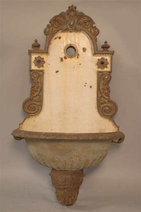 FRENCH PAINTED CAST IRON WALL FOUNTAIN