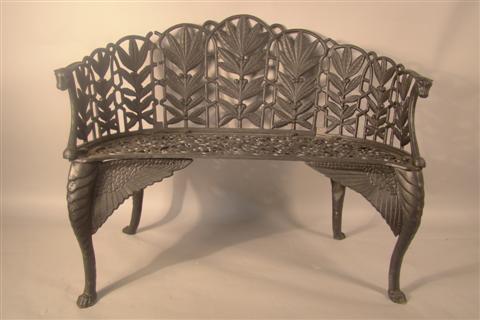 BLACK WROUGHT IRON BENCH WITH LEAVES