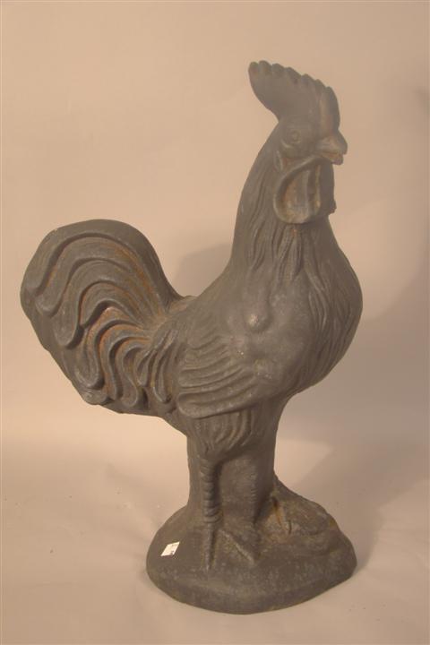 WROUGHT IRON BLACK ROOSTER on oval