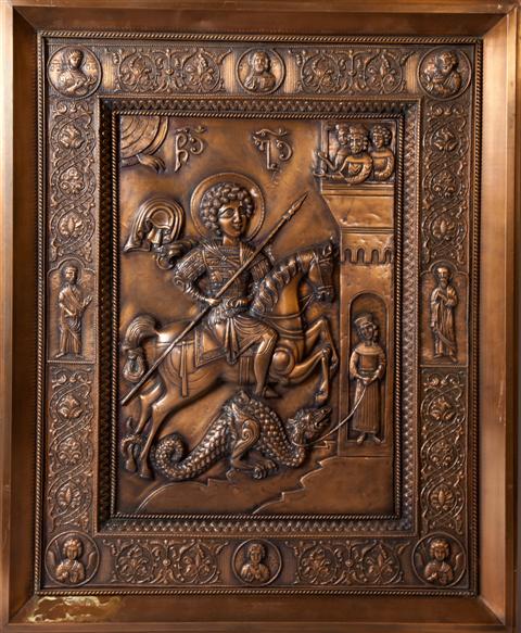 BAS RELIEF OF ST. GEORGE AND THE DRAGON