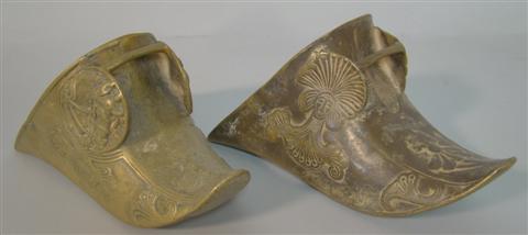 TWO BRASS STIRRUPS both cast with