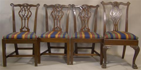 FOUR CHIPPENDALE STYLE MAHOGANY