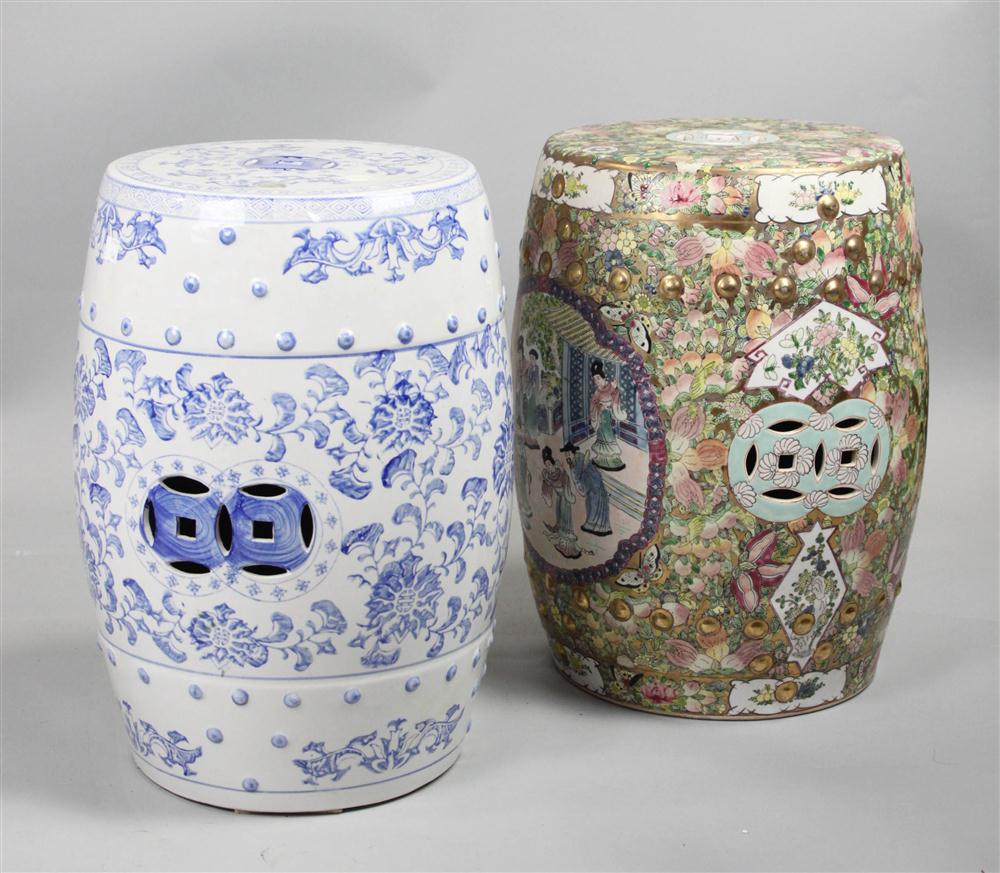 TWO MODERN CHINESE GARDEN STOOLS 14595a