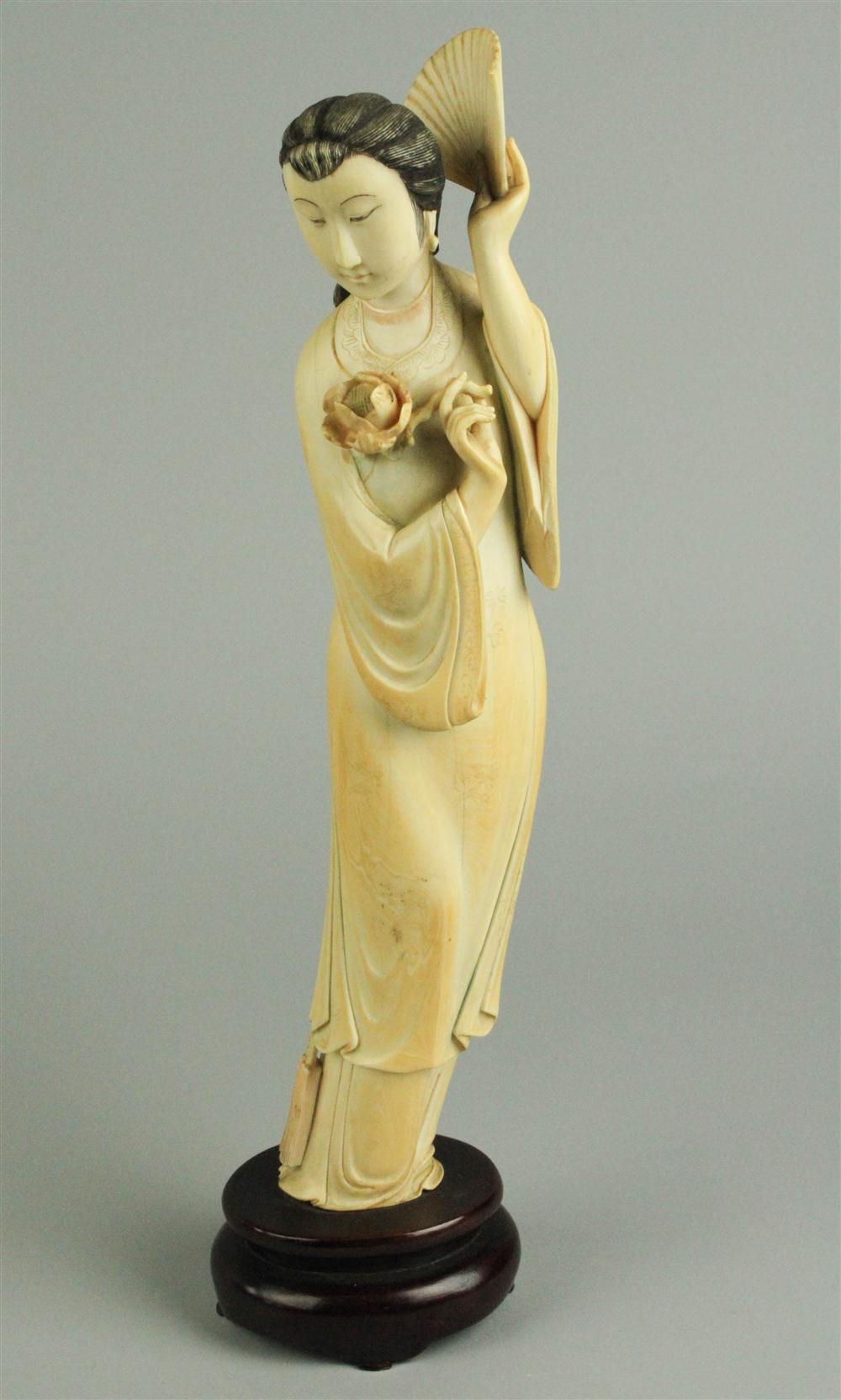 CHINESE IVORY FIGURE OF A MEIREN 19th/