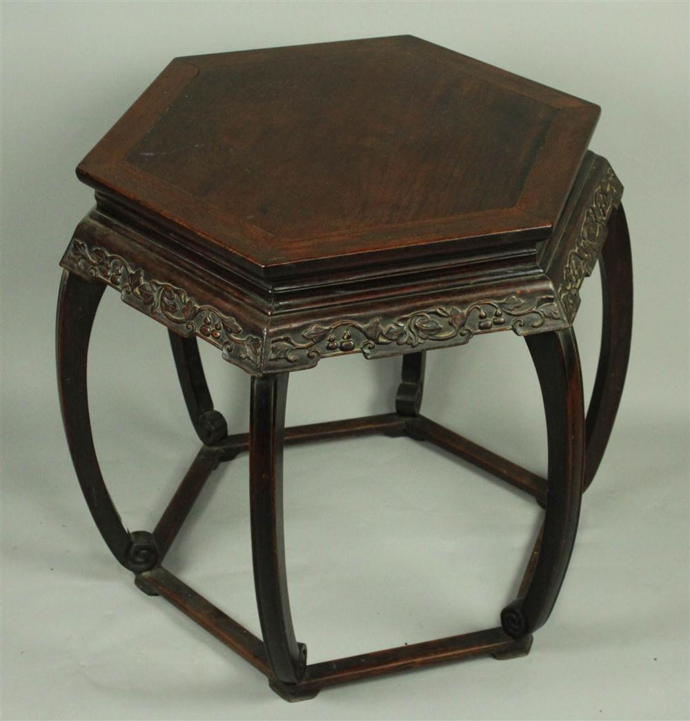 CHINESE HEXAGONAL HARDWOOD STOOL of