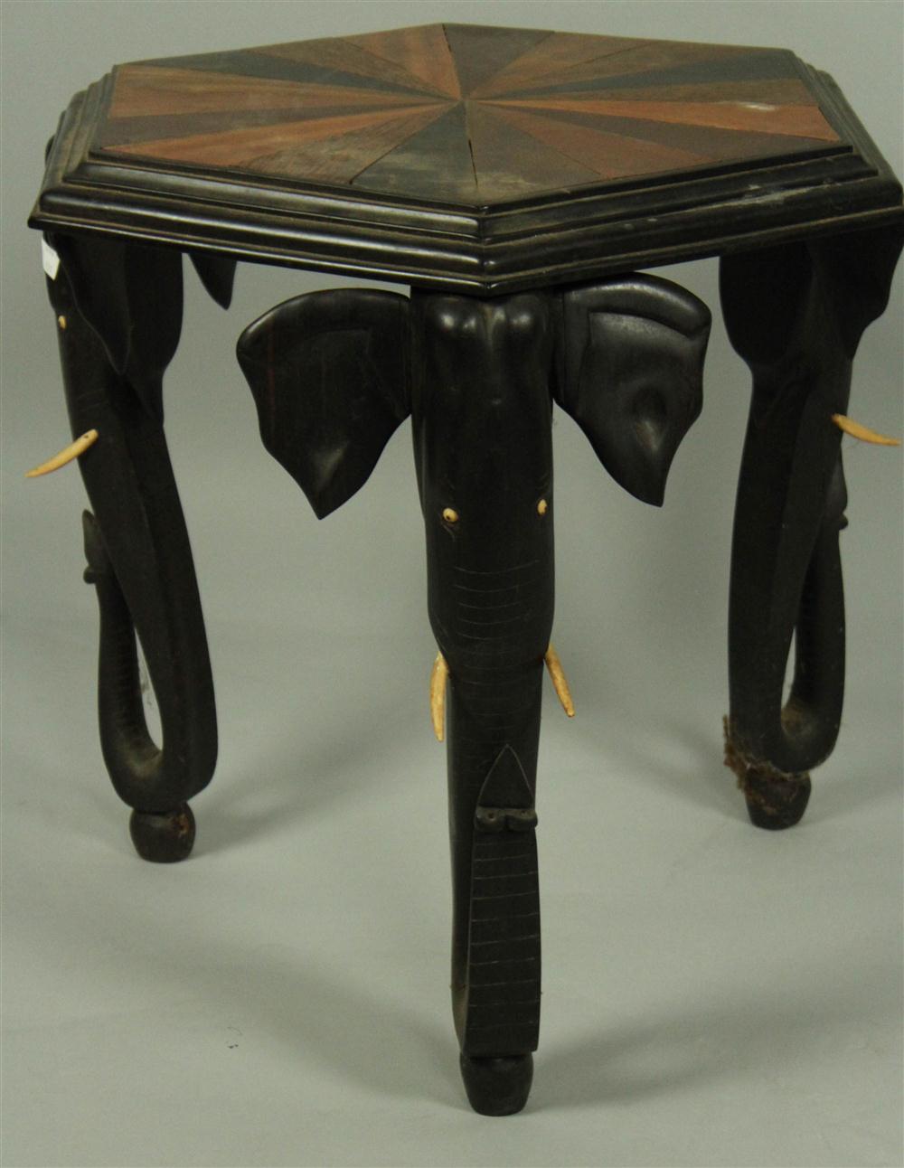 AFRICAN EBONIZED HEXAGONAL SIDE TABLE