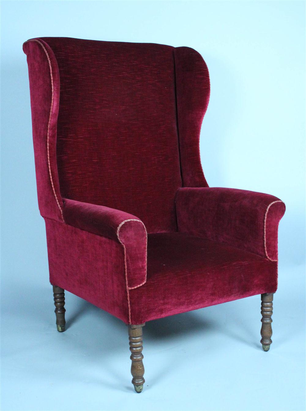 ENGLISH WING BACK CHAIR WITH TURNED 1459eb