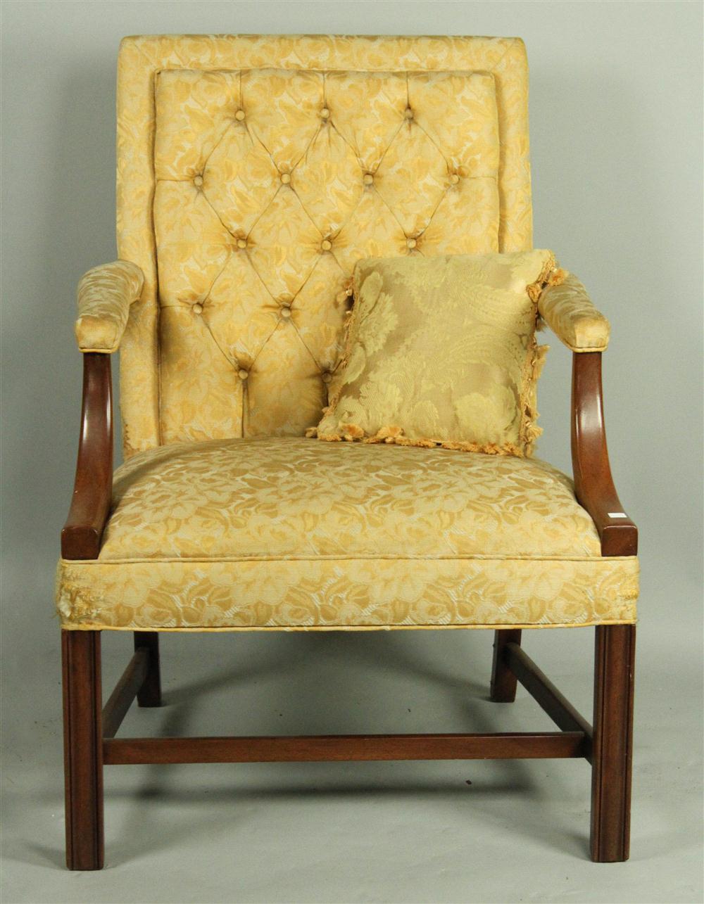 GEORGIAN STYLE OPEN ARM CHAIR WITH