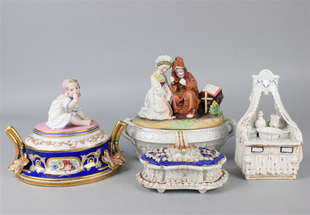 FOUR CONTINENTAL PORCELAIN COVERED 145a1b