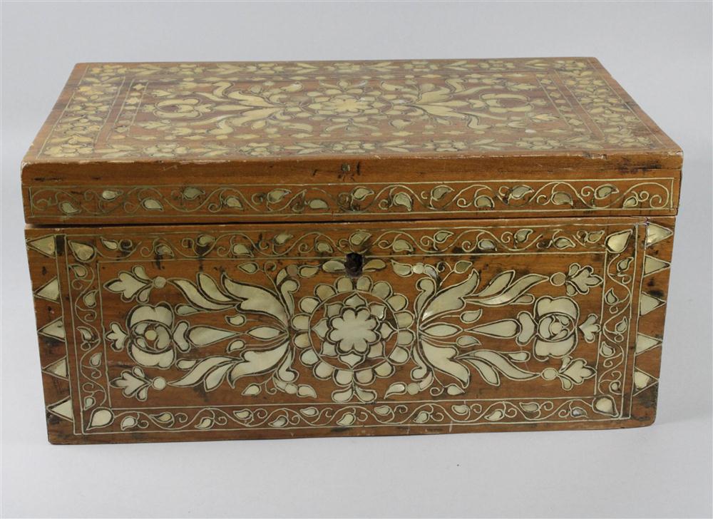 MOTHER OF PEARL INLAID WOODEN COFFER 145a26