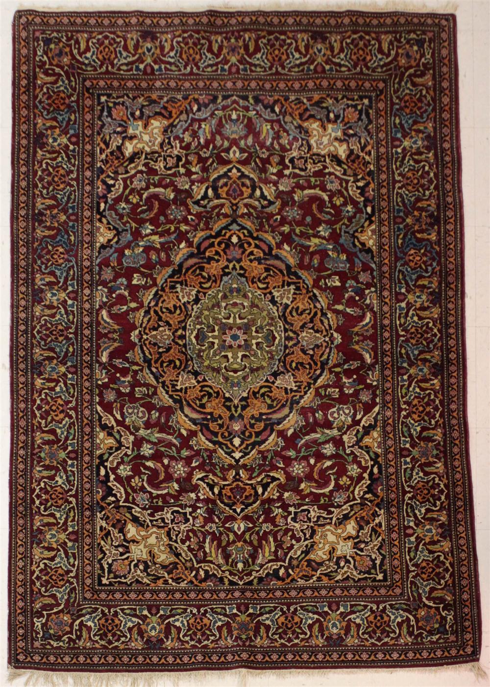 PERSIAN RED SILK ISFAHAN RUG single 145a39