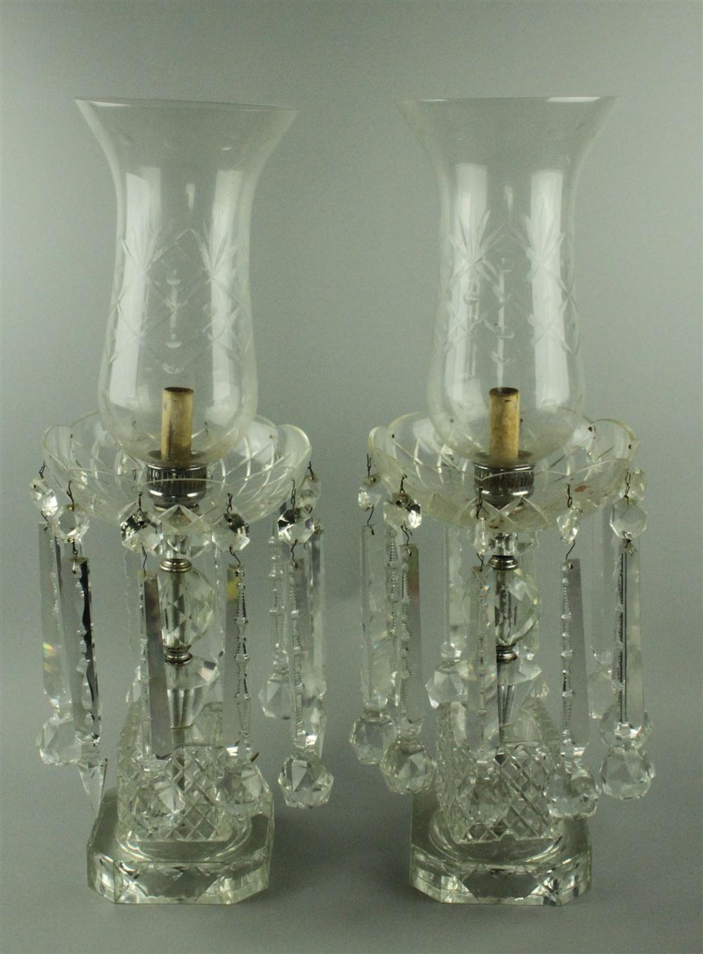 PAIR OF LARGE GLASS ELECTRIC LUSTRES