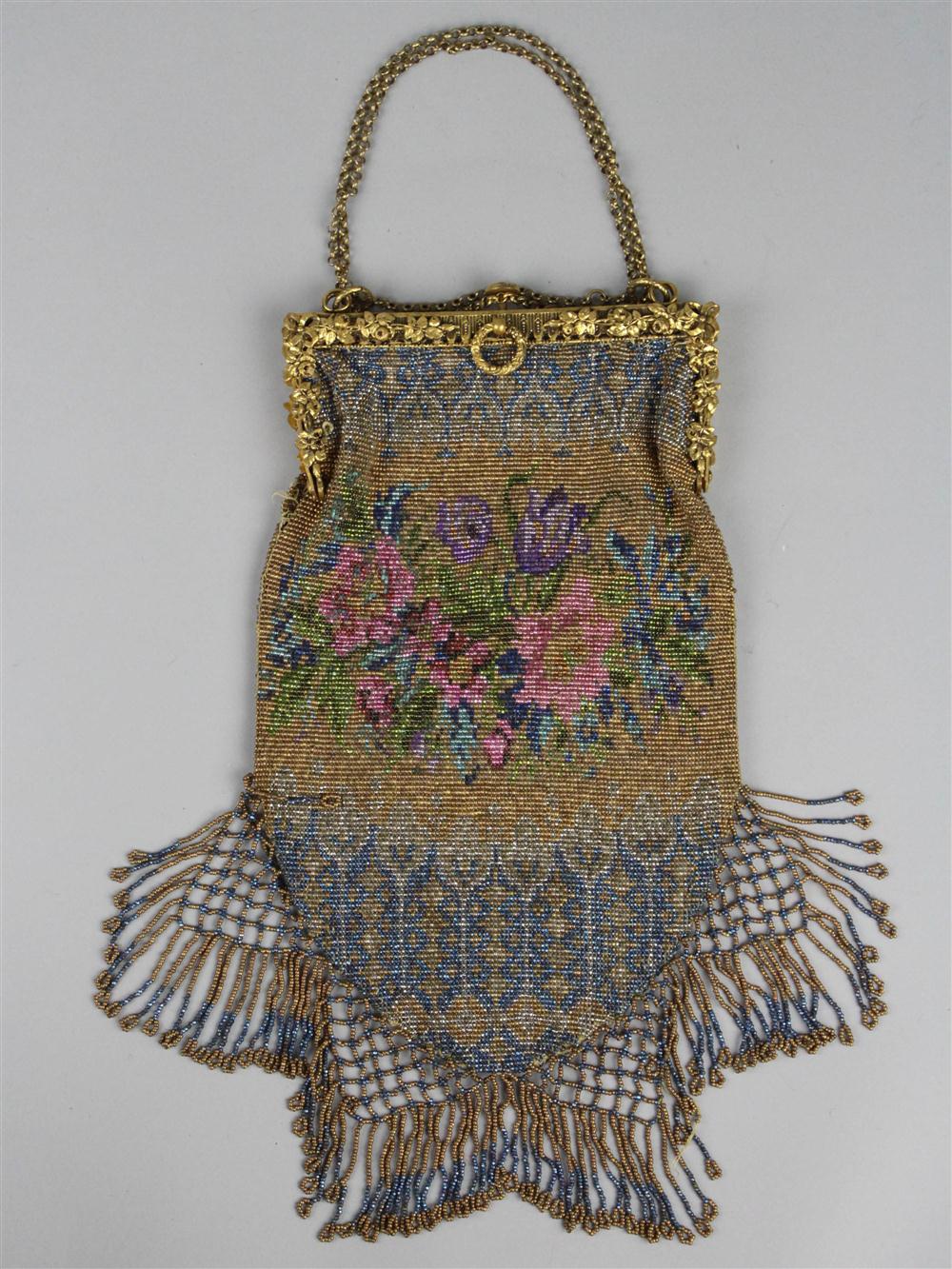 FRENCH GILT BEADED BAG c.1915 with