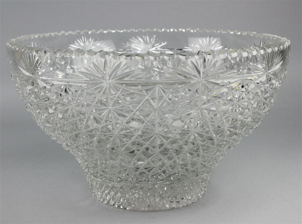 MASSIVE CUT GLASS PUNCH BOWL with serrated