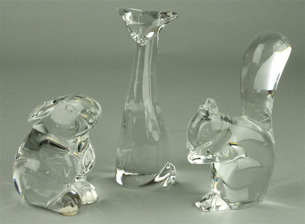THREE BACCARAT GLASS ORNAMENTS