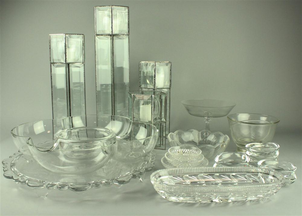 GROUP OF GLASS ITEMS with fan cut 145ae0