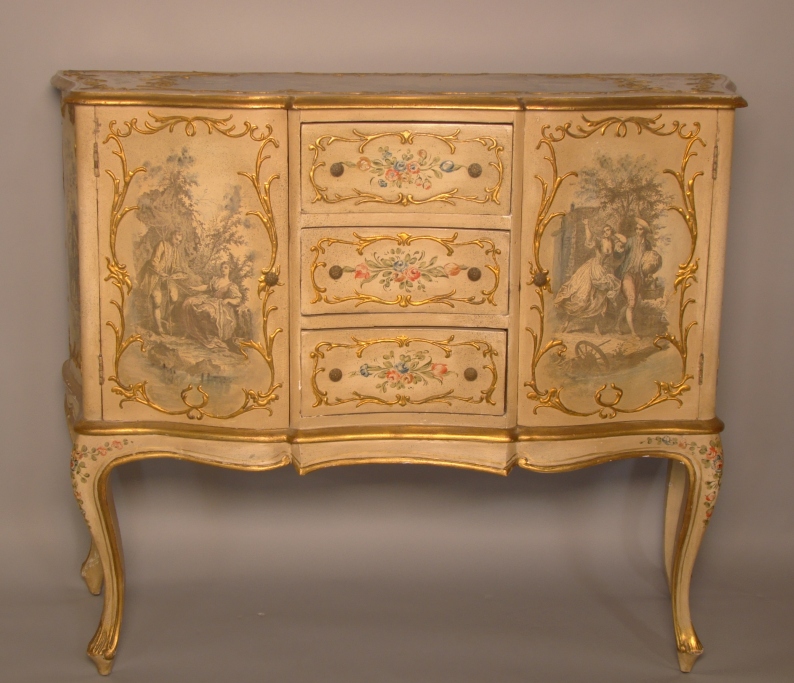 ITALIAN PAINTED AND PARCEL GILT