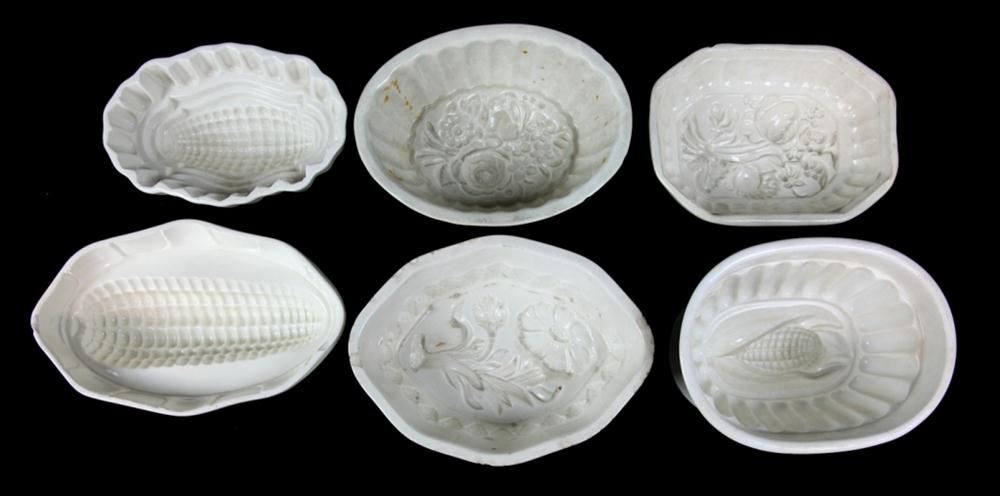 SIX CERAMIC MOLDS OF FLOWER AND