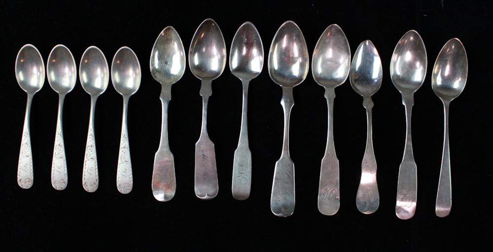 TWELVE AMERICAN SILVER SPOONS;