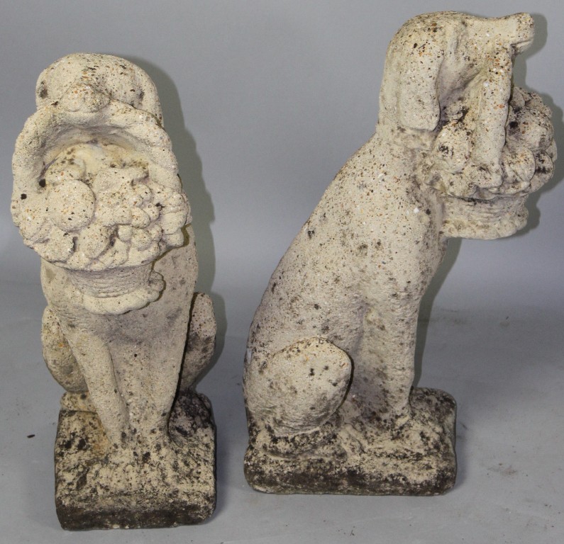 PAIR ENGLISH CAST STONE COMPOSITE