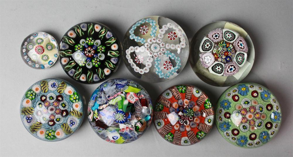 EIGHT GLASS PAPERWEIGHTS INCL: