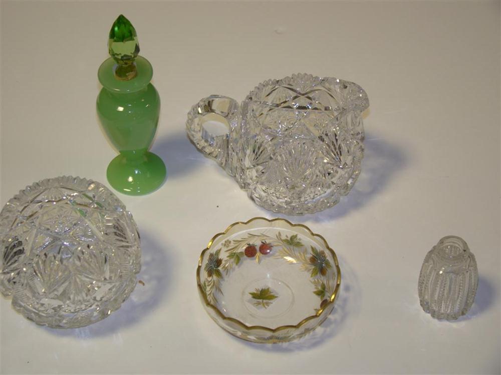 CUT GLASS BOWL AND CREAM JUG with fans