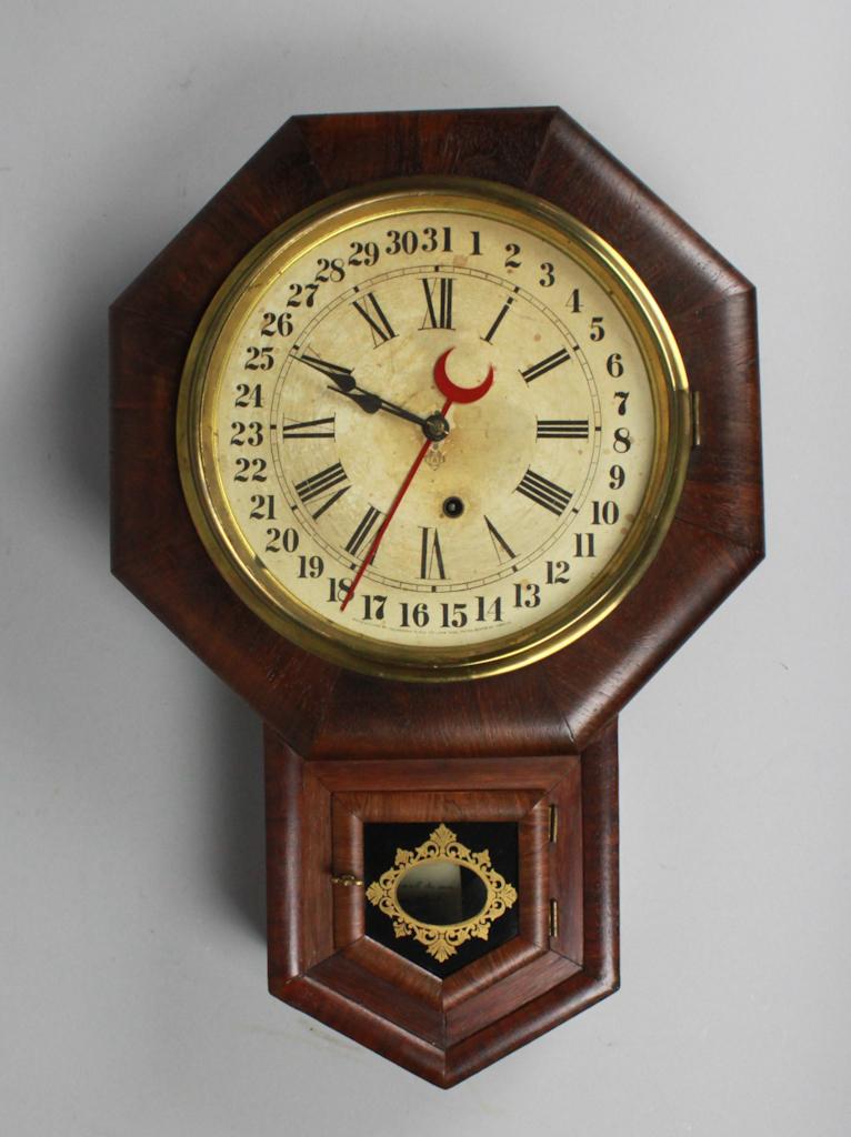 ANSONIA ROSEWOOD OCTAGONAL SCHOOL CLOCK