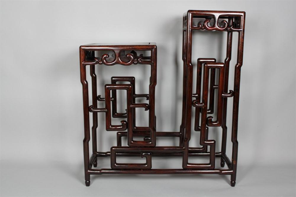 CHINESE HARDWOOD DOUBLE STAND Of 1482fe