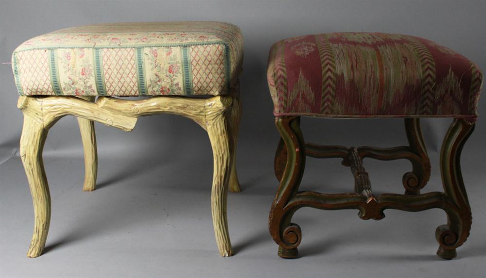 TWO CONTINENTAL STYLE STOOLS the