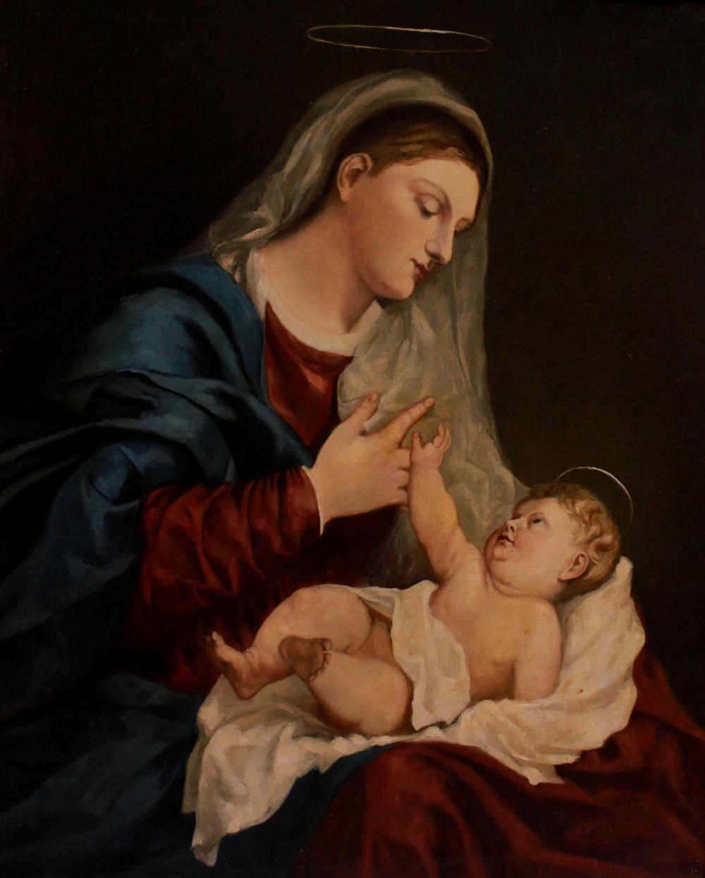 MADONNA AND CHILD Oil on canvas: