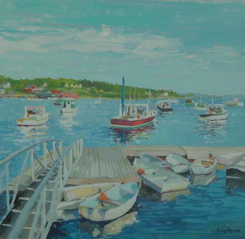 JUDY TAYLOR HARBOR SCENE Gouache