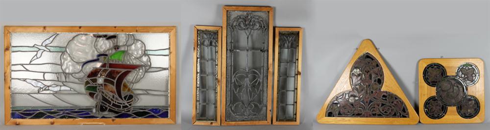 SIX STAINED GLASS PANELS Including 2