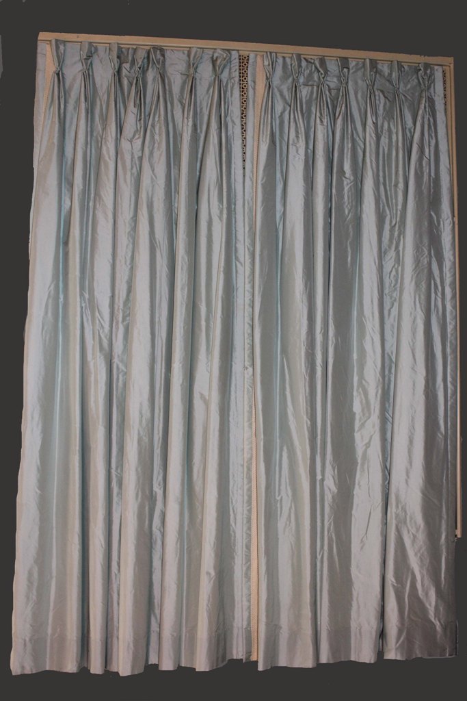 POWDER BLUE GREY SILK CURTAINS 148398