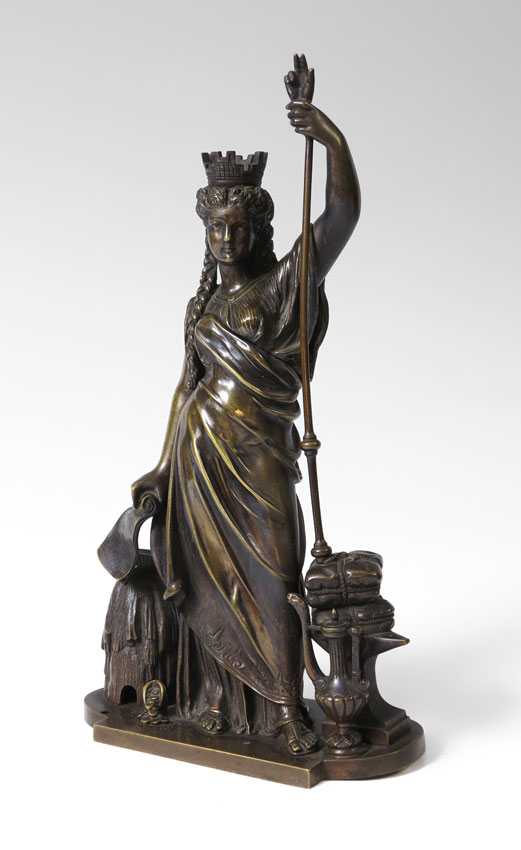 FRENCH BRONZE MAIDEN WITH SCROLL  1483c0
