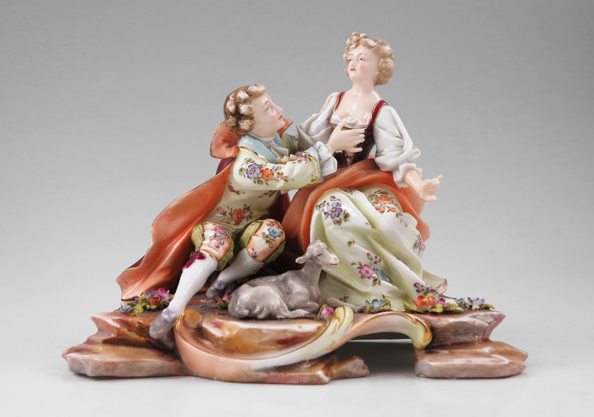 FINE VOLKSTEDT PORCELAIN FIGURAL GROUP: