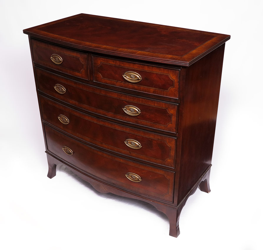 BANDED MAHOGANY 3 DRAWER CHEST  1483fd