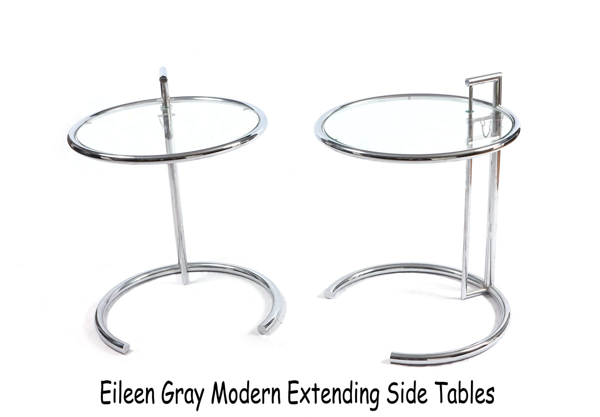 2 EILEEN GRAY CHROME/GLASS OCCASIONAL