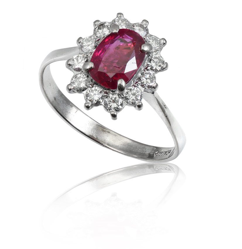 14K RUBY DIAMOND RING 14K white 14840b