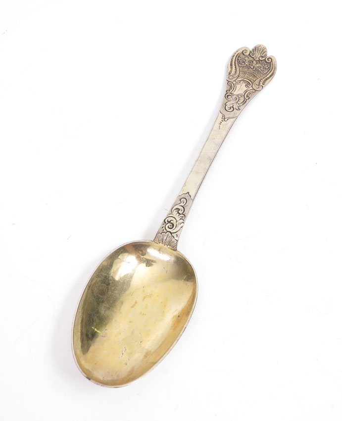 1696 ENGLISH SILVER TRIFID SPOON  148432