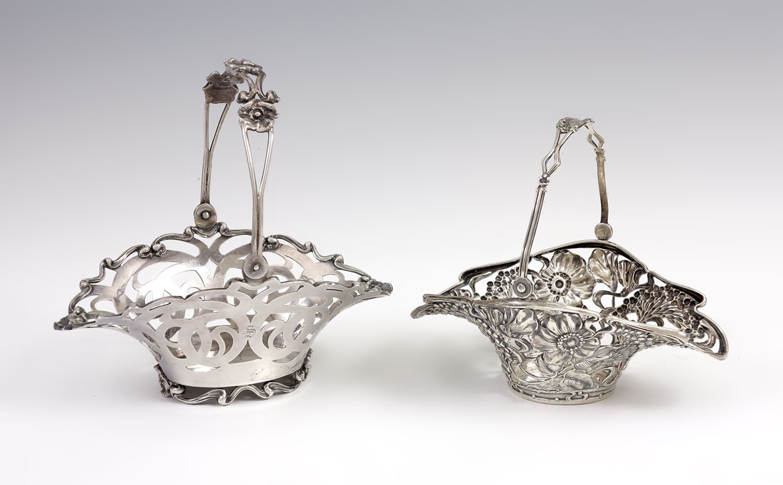 2 ART NOUVEAU STERLING BASKETS: