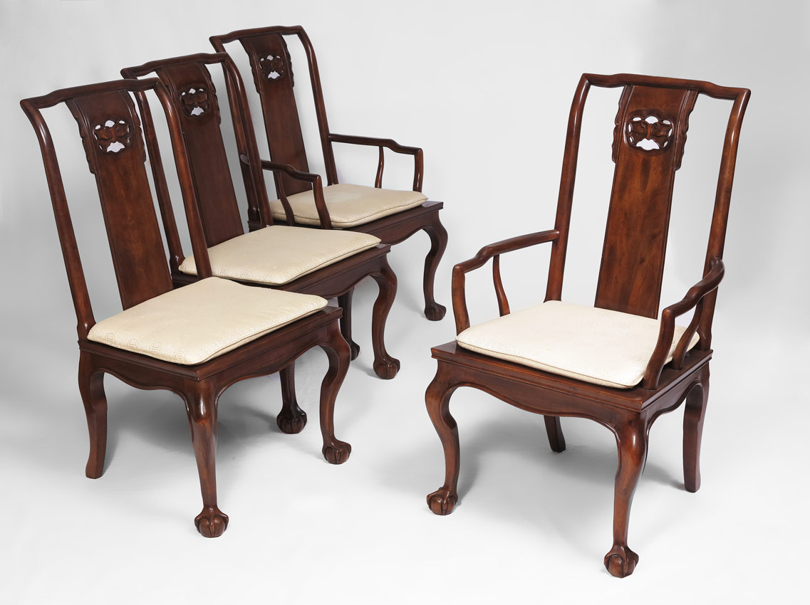 4 CARVED CHINESE SIDE CHAIRS 2 148446