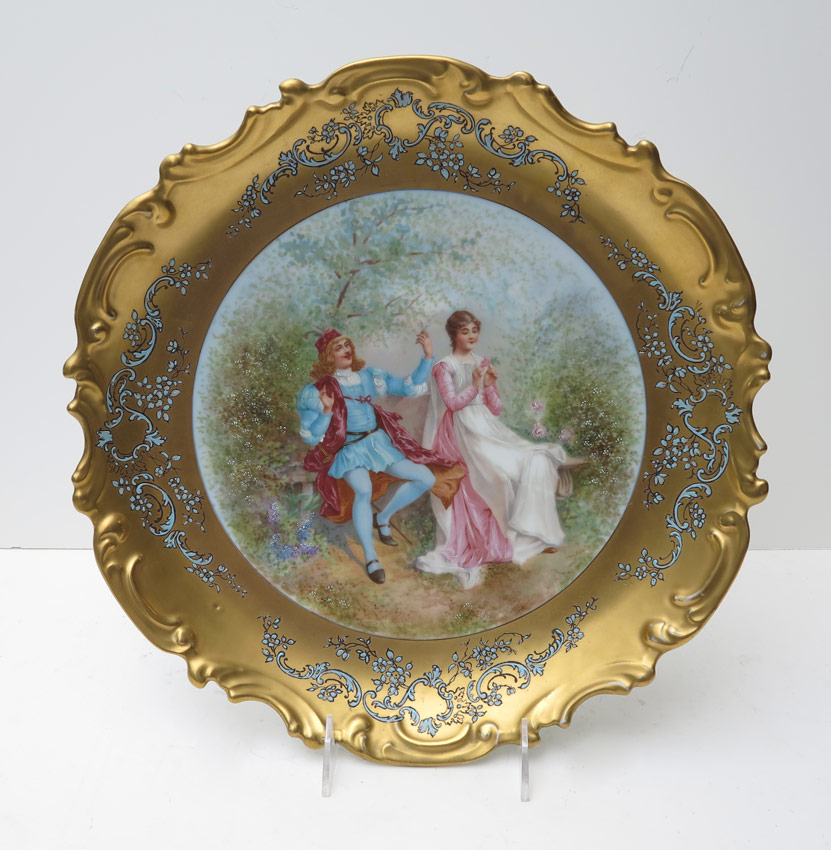 FRENCH LIMOGES CABINET PLATE: Flambeau