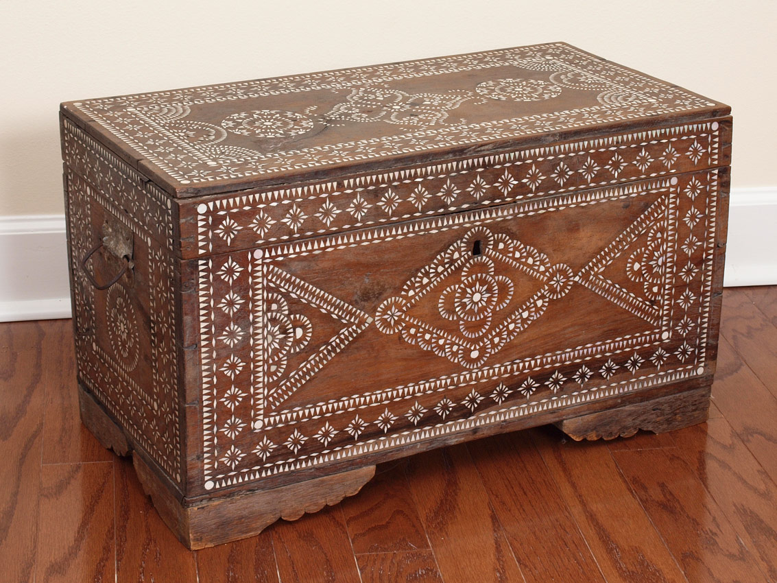 MOTHER OF PEARL INLAID DOWRY CHEST  14847c