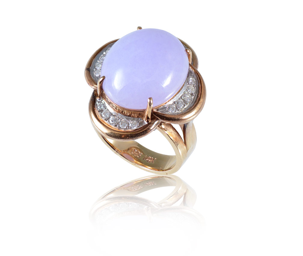 14 KT GOLD & LAVENDER JADEITE JADE