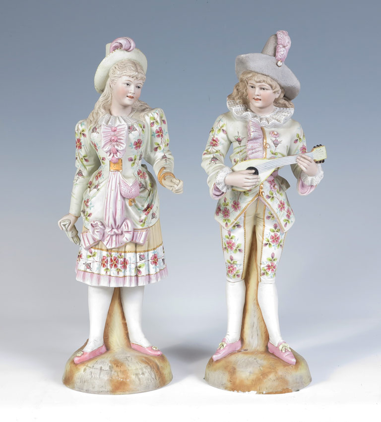 2 LARGE BISQUE FIGURINES: Figure of
