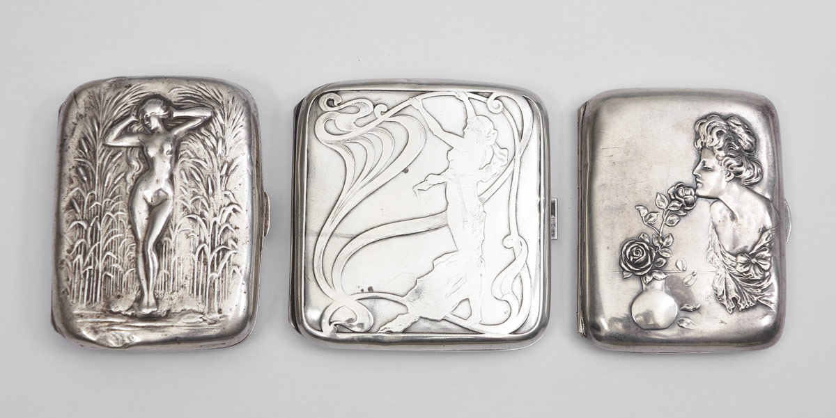 3 ART NOUVEAU STERLING CIGARETTE 1484b2